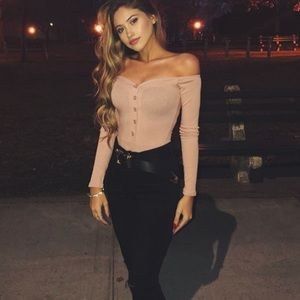 Fashion nova pink off the shoulder bodysuit